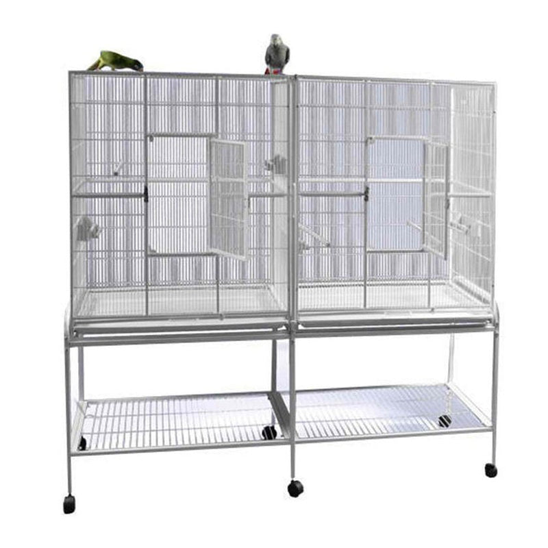 A&E 64"X21" Double Flight Cage With Divider - 6421 Black