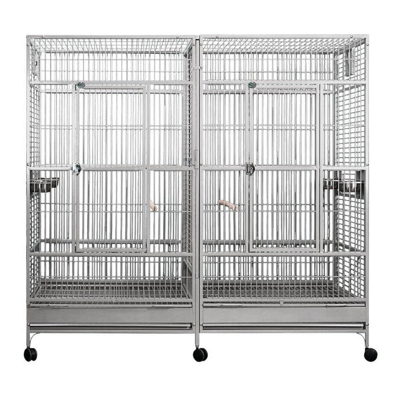 A&E Stainless Steel 80"X40" Huge Double Macaw Cage - 8040FL Stainless Steel