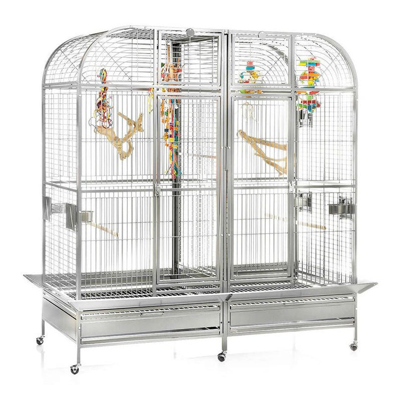 A&E 64"X32" Double Macaw Cage With Removable Divider - 6432 Platinum